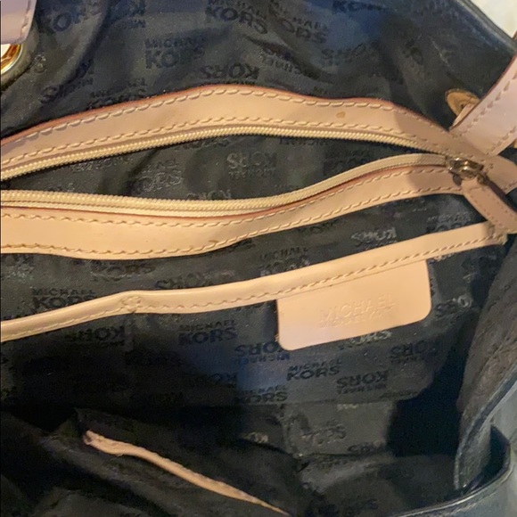 Michael Kors Black Purse with tan and gold accents - Picture 4 of 8